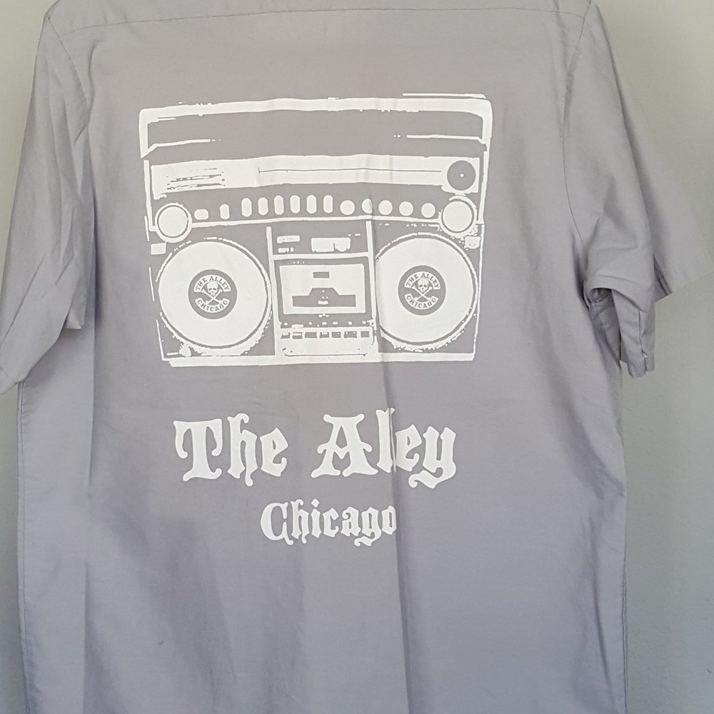 THE ALLEY CHICAGO Work Shirt Gray Unisex SZ L S/S w/Embellishments L@@K BOOMBOX